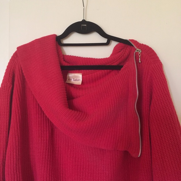 Red Von Saken Turtle Neck Sweater - Picture 3 of 4